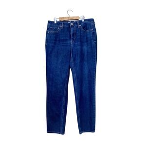 Seven7 Womens High Rise Straight Leg Blue Jeans Dark Wash Size 10